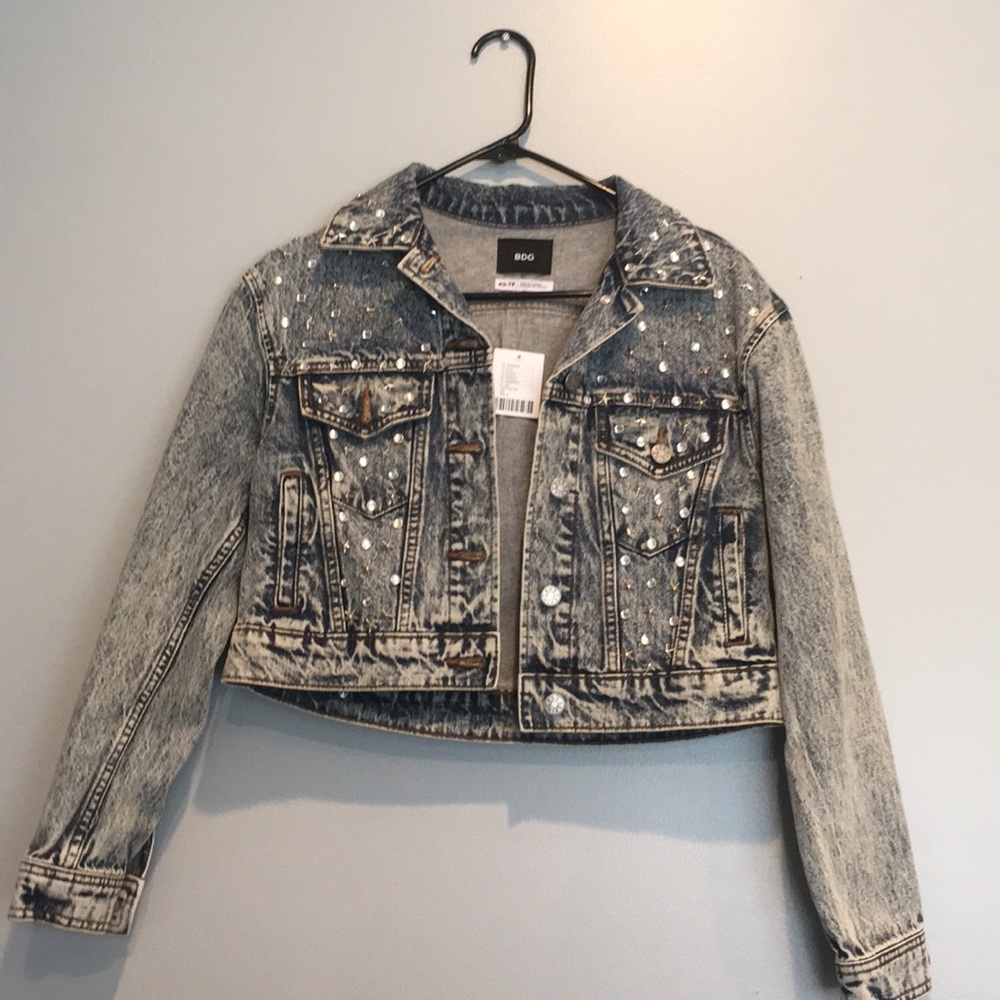 NWT Urban Outfitters Denim Jacket Star Stud